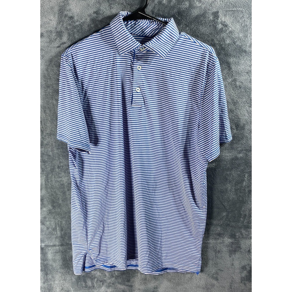 Southern Tide Shirt Mens Medium Blue Brrr Golf Polo Performance Striped Nylon